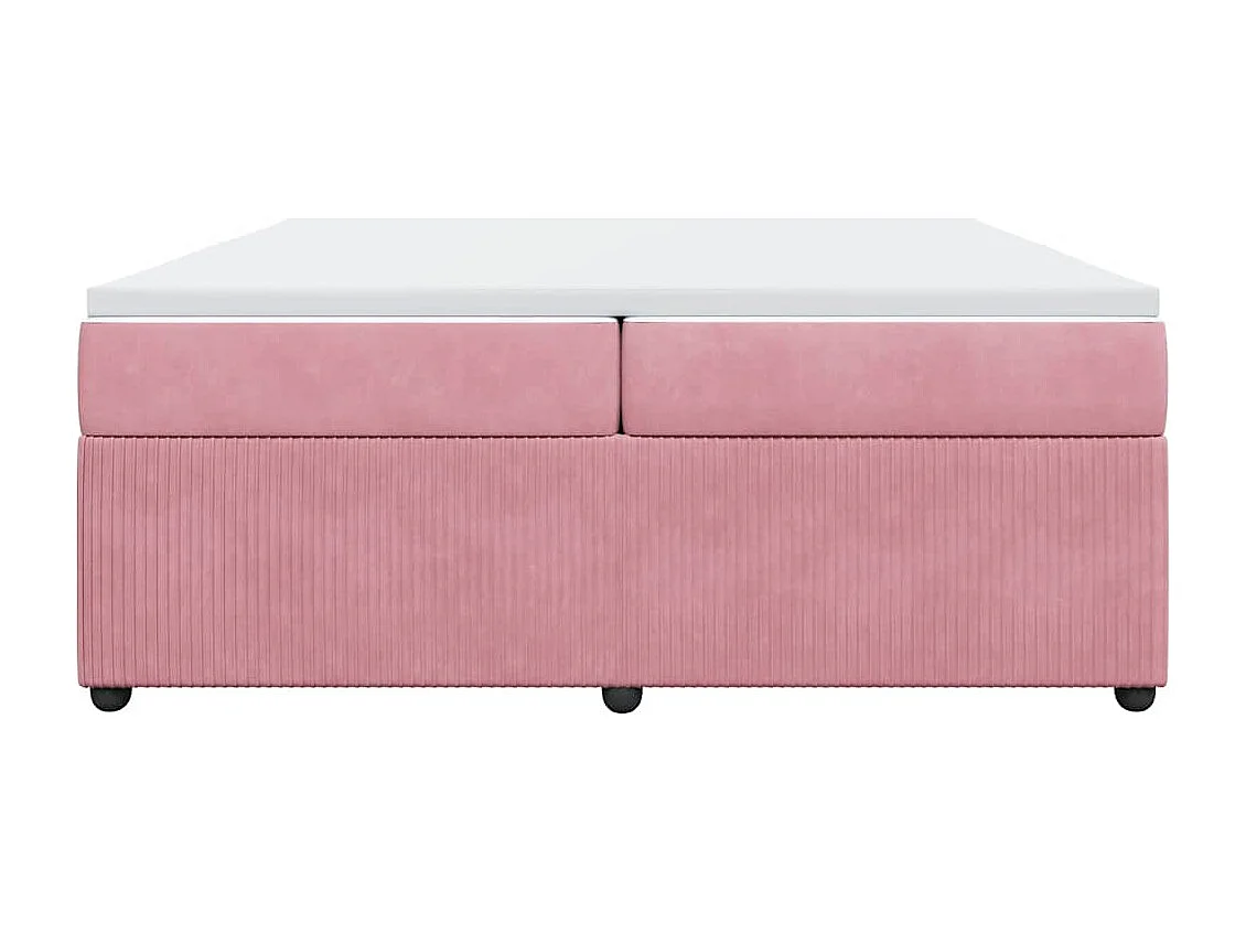 Cama box spring con colchón terciopelo rosa 200x200 cm
