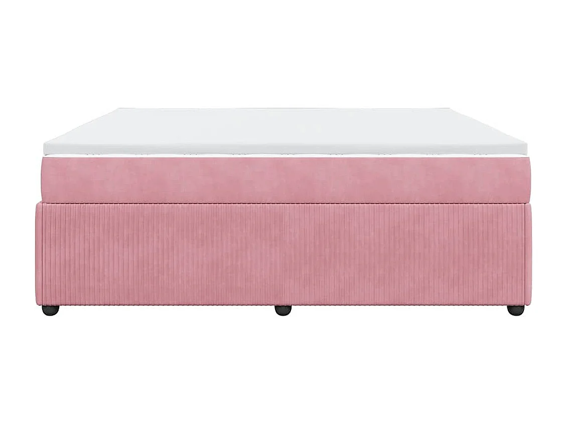 Cama box spring con colchón terciopelo rosa 200x200 cm