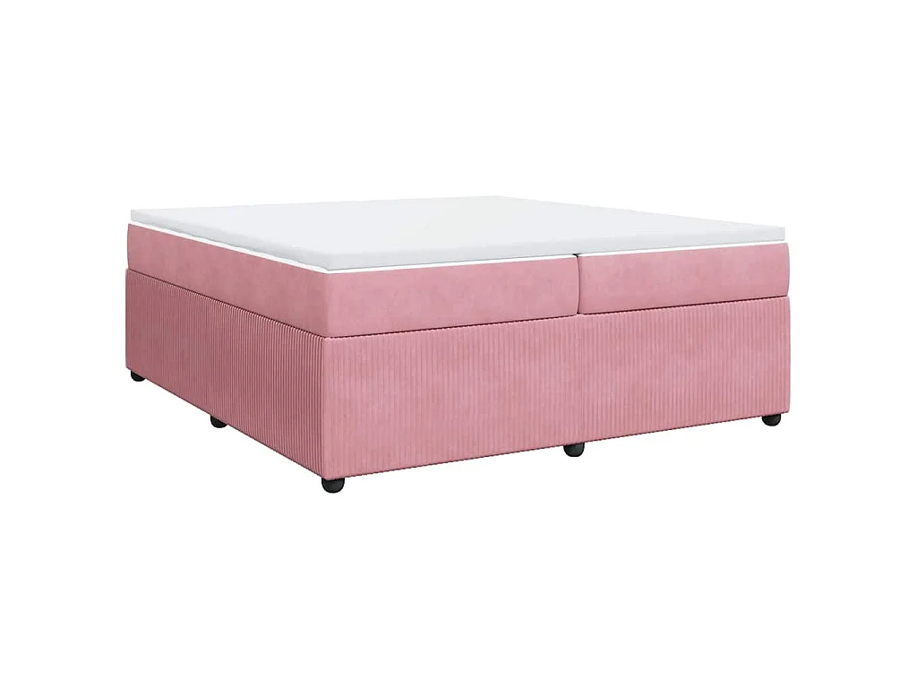 Cama box spring con colchón terciopelo rosa 200x200 cm