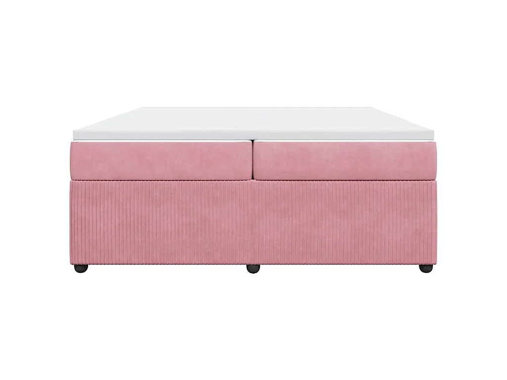 Cama box spring con colchón terciopelo rosa 200x200 cm