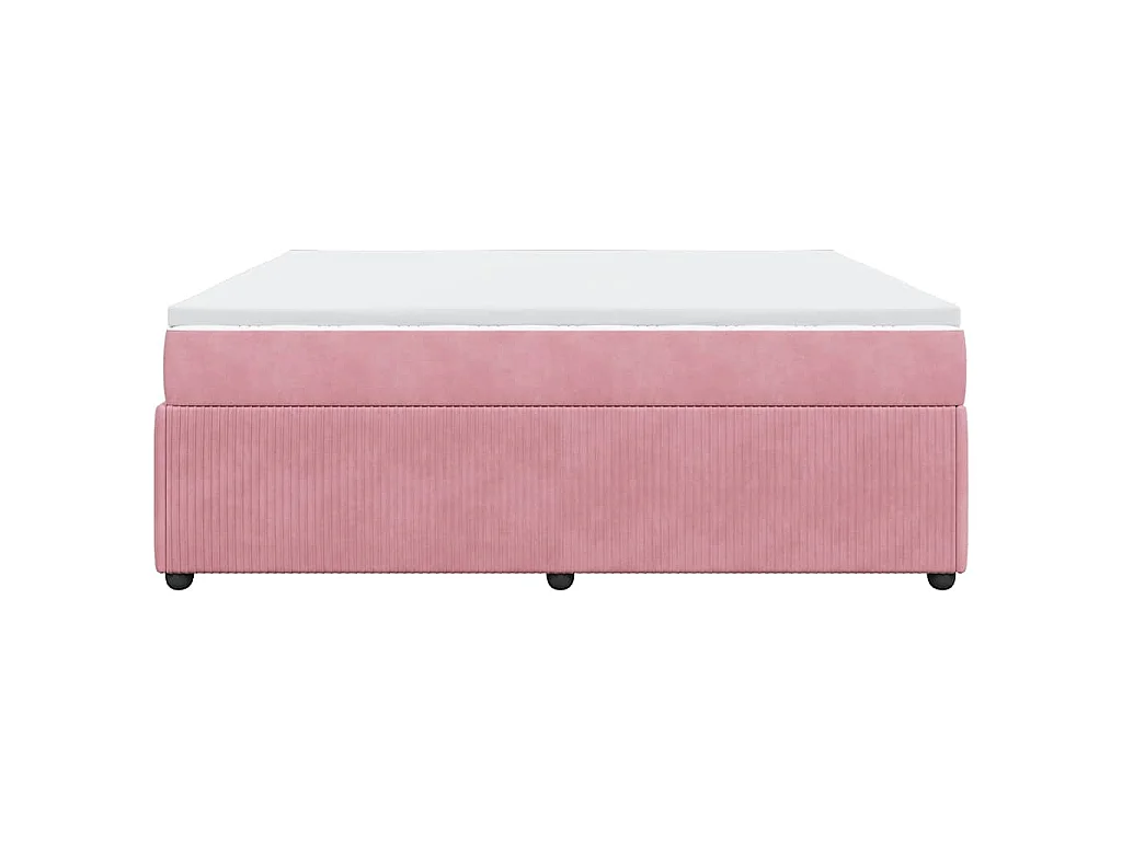 Cama box spring con colchón terciopelo rosa 200x200 cm
