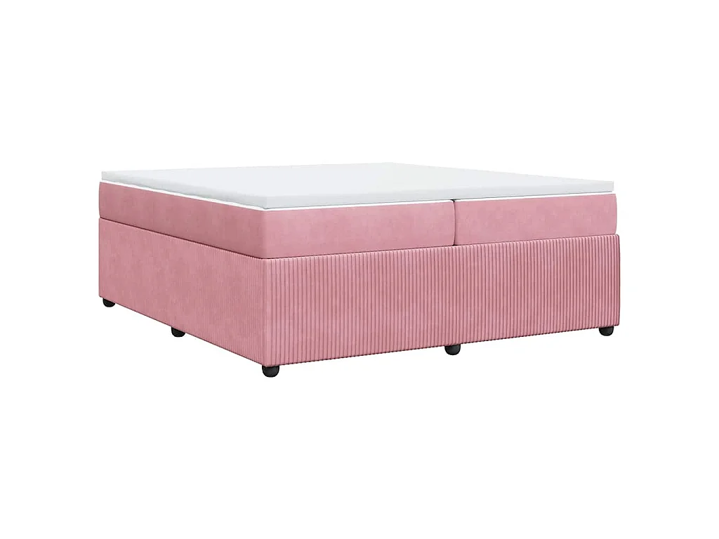Cama box spring con colchón terciopelo rosa 200x200 cm