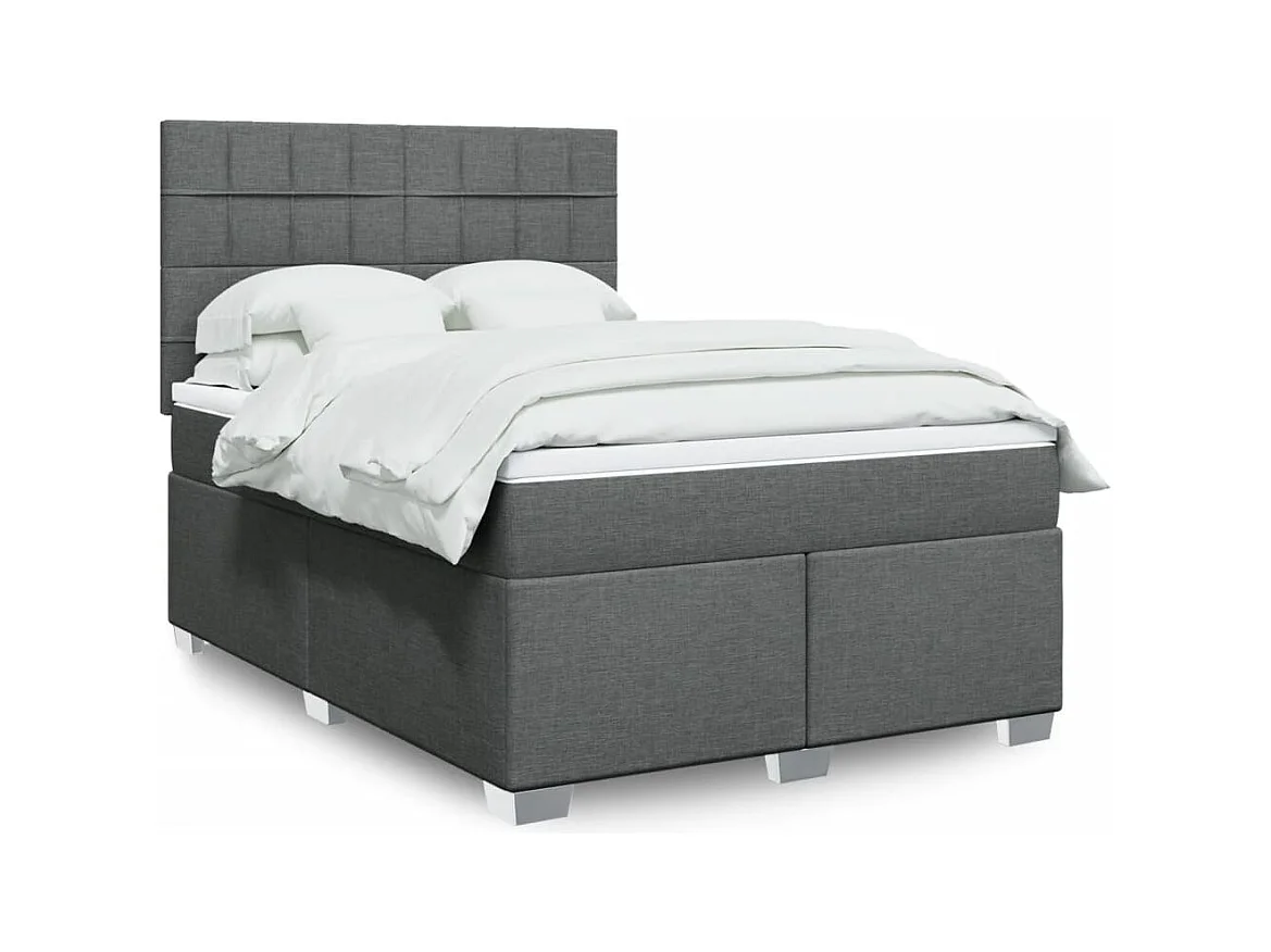 Boxspringbett mit Matratze Dunkelgrau 160x200 cm Stoff