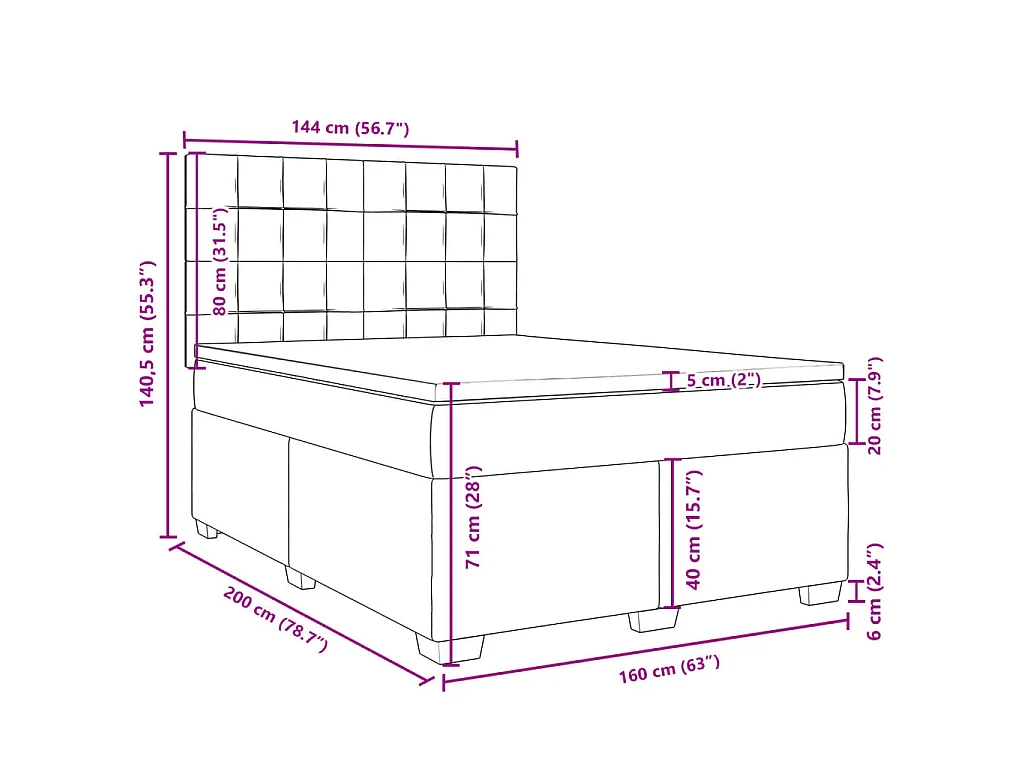 Boxspringbett mit Matratze Dunkelgrau 160x200 cm Stoff