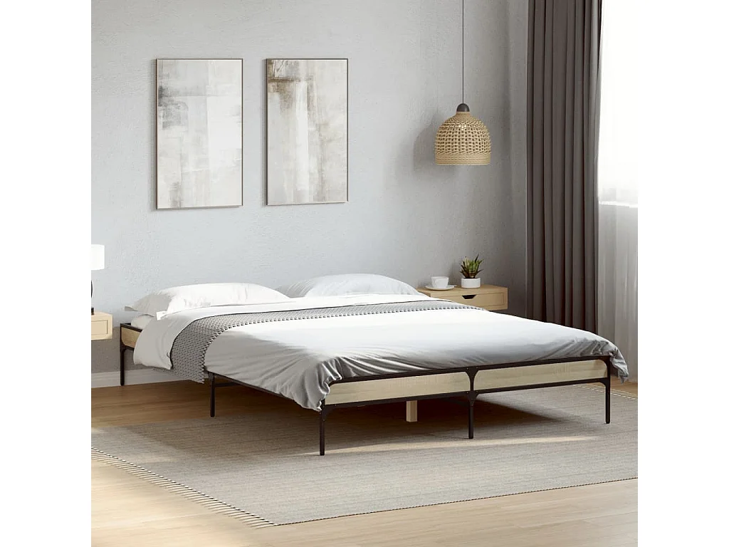 Cadre de lit sans matelas chêne sonoma 140x190 cm