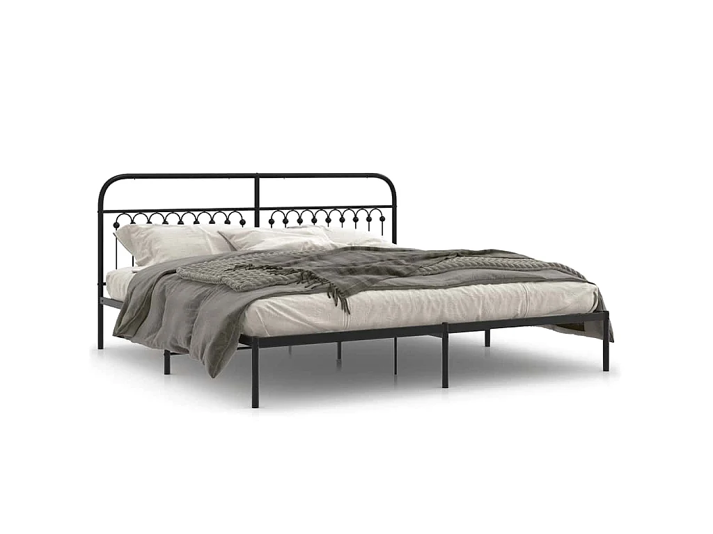 Estructura cama sin colchón con cabecero metal negro 200x200 cm