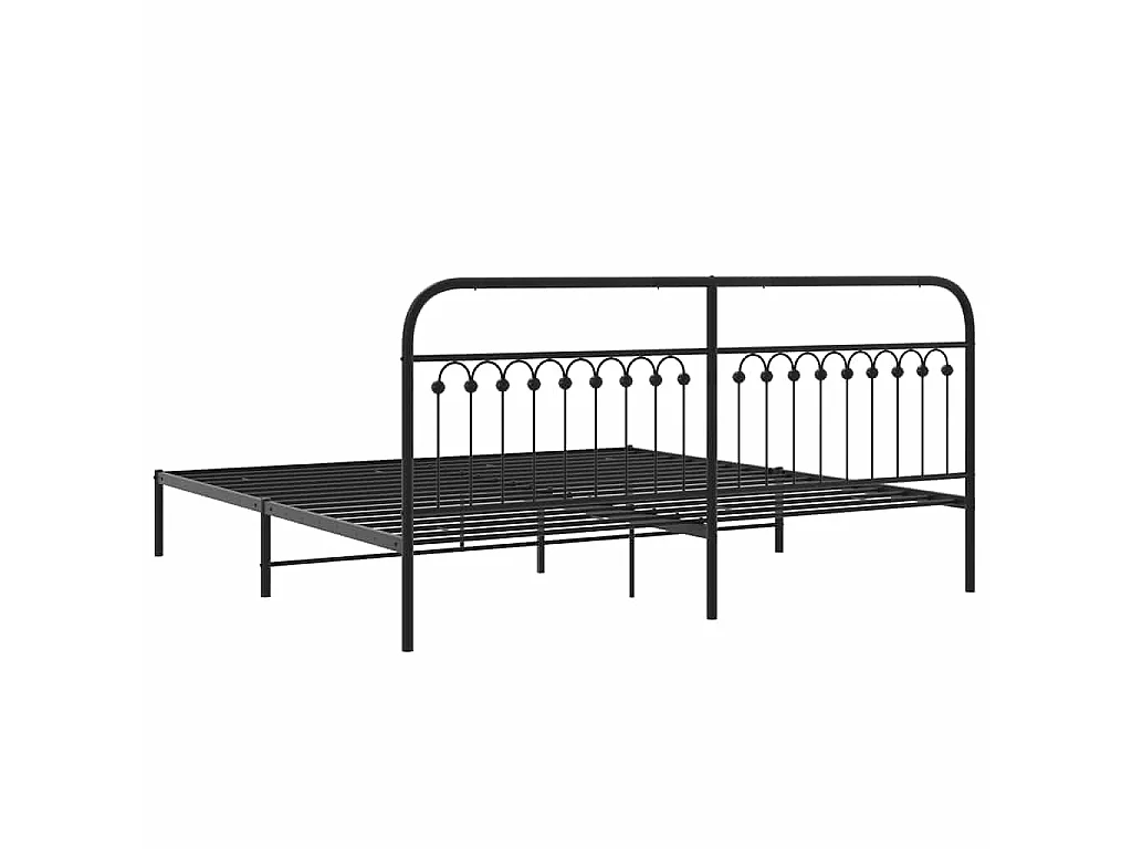 Estructura cama sin colchón con cabecero metal negro 200x200 cm