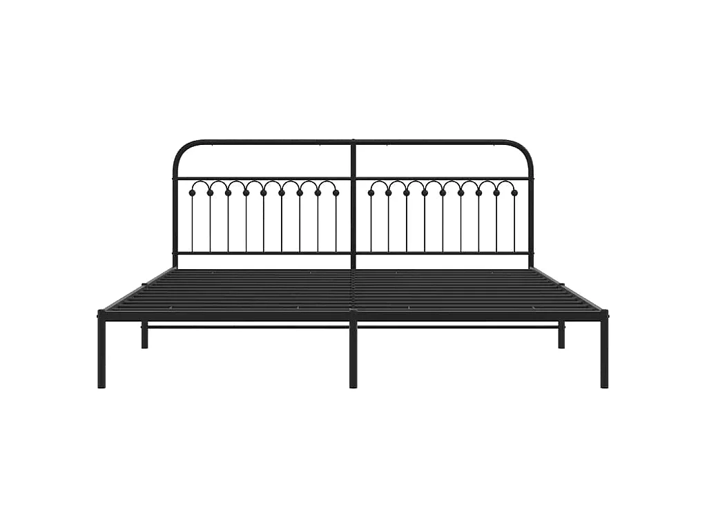 Bedframe met hoofdbord metaal zwart 200x200 cm