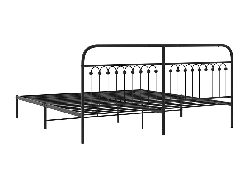 Cadre de lit métal sans matelas avec tête de lit noir 200x200cm