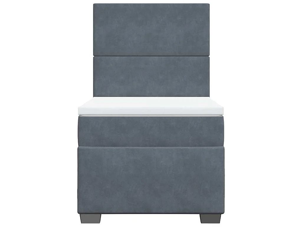 Giroletto a Molle con Materasso Grigio Scuro 90x190 cm Velluto