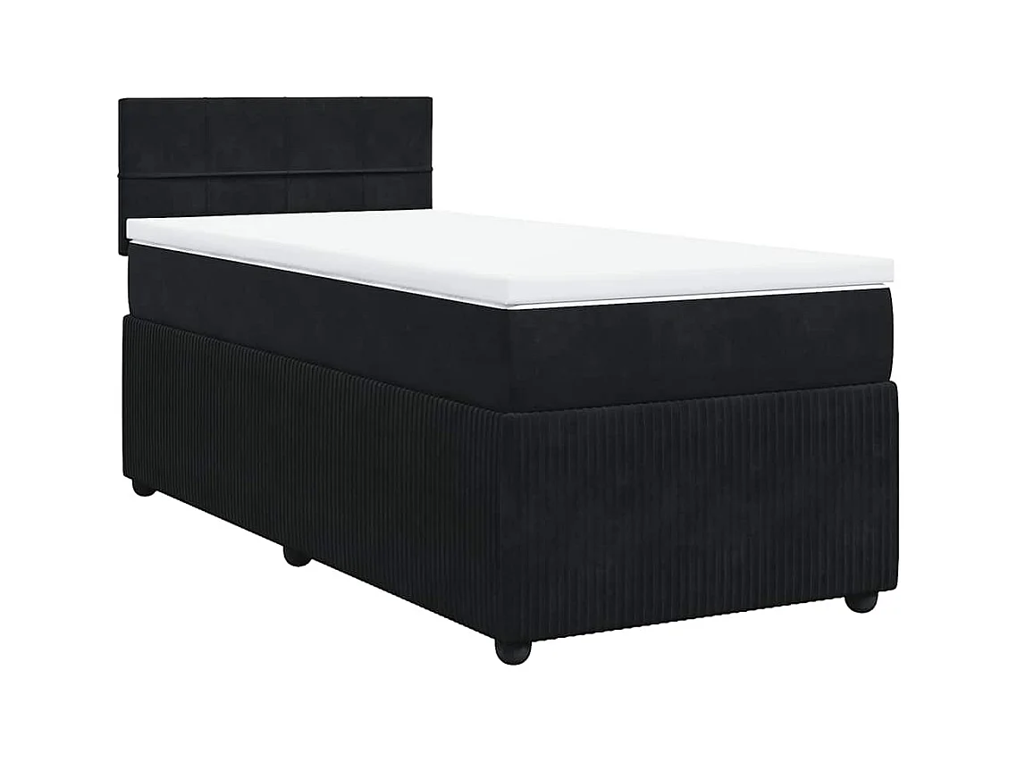 Sommier à lattes de lit avec matelas Noir 100x200 cm Velours