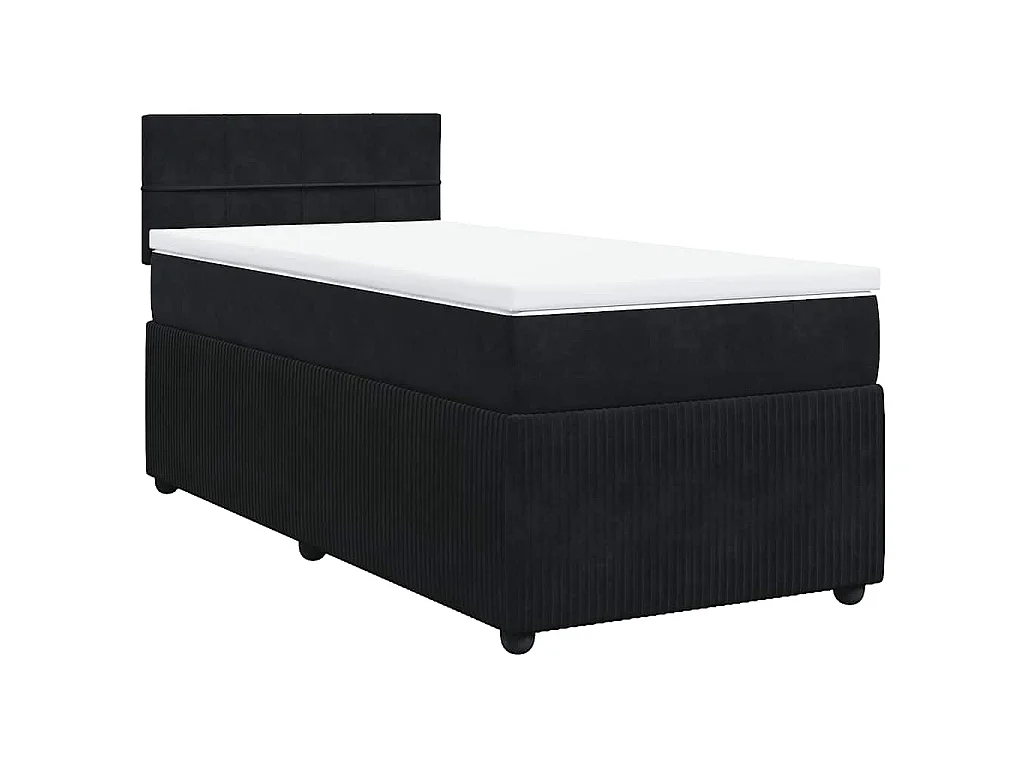Cama box spring con colchón terciopelo negro 100x200 cm