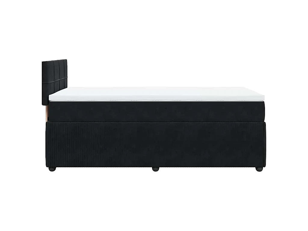 Cama box spring con colchón terciopelo negro 100x200 cm