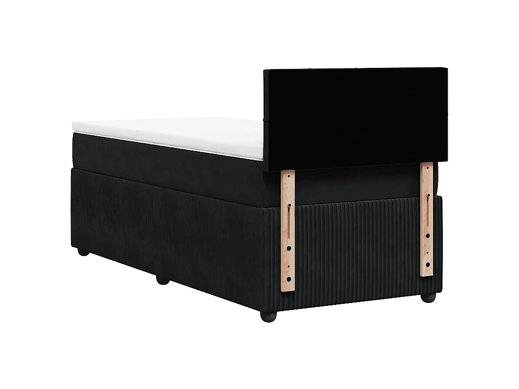 Cama box spring con colchón terciopelo negro 100x200 cm