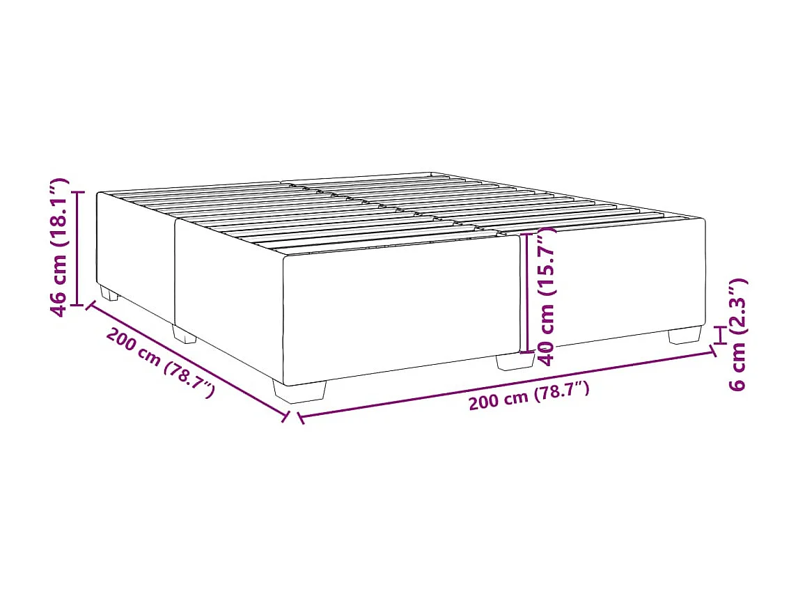 Cadre de lit sans matelas noir 200x200 cm velours