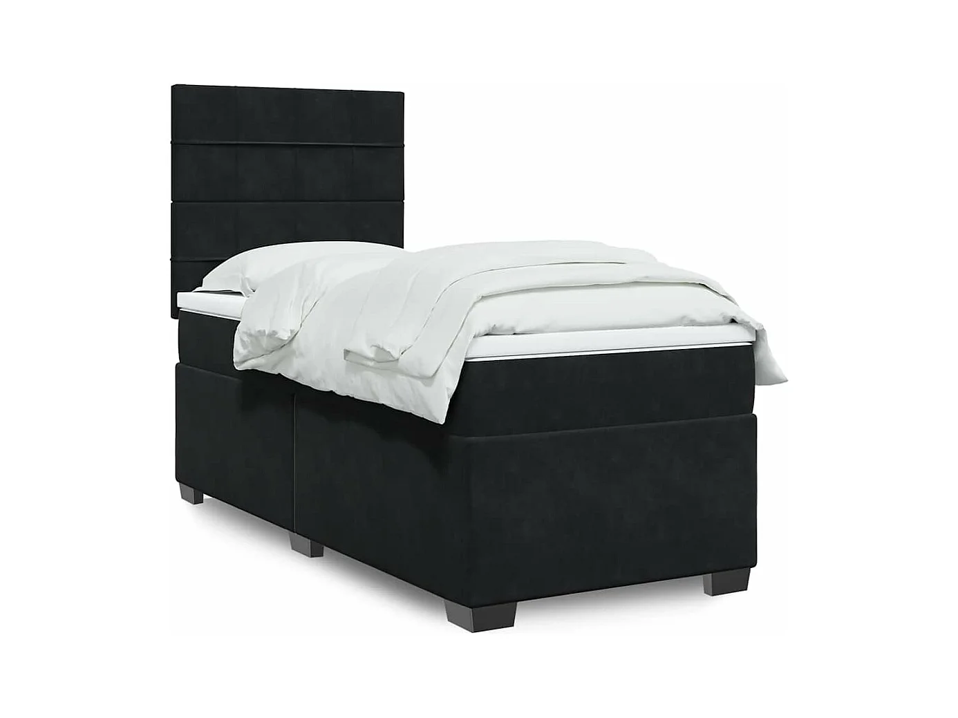 Giroletto a Molle con Materasso Nero 90x190 cm in Velluto