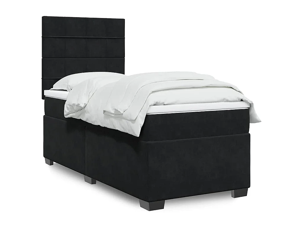 Cama com molas/colchão 90x190 cm veludo preto