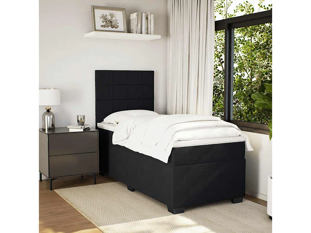 Cama com molas/colchão 90x190 cm veludo preto