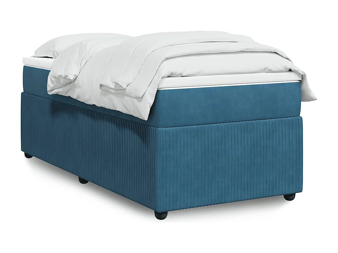 Giroletto a Molle con Materasso Blu Scuro 90x190 cm in Velluto