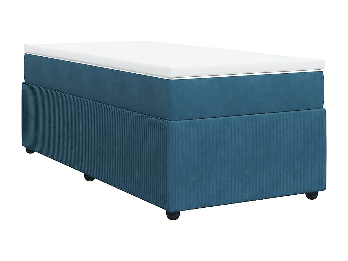Giroletto a Molle con Materasso Blu Scuro 90x190 cm in Velluto