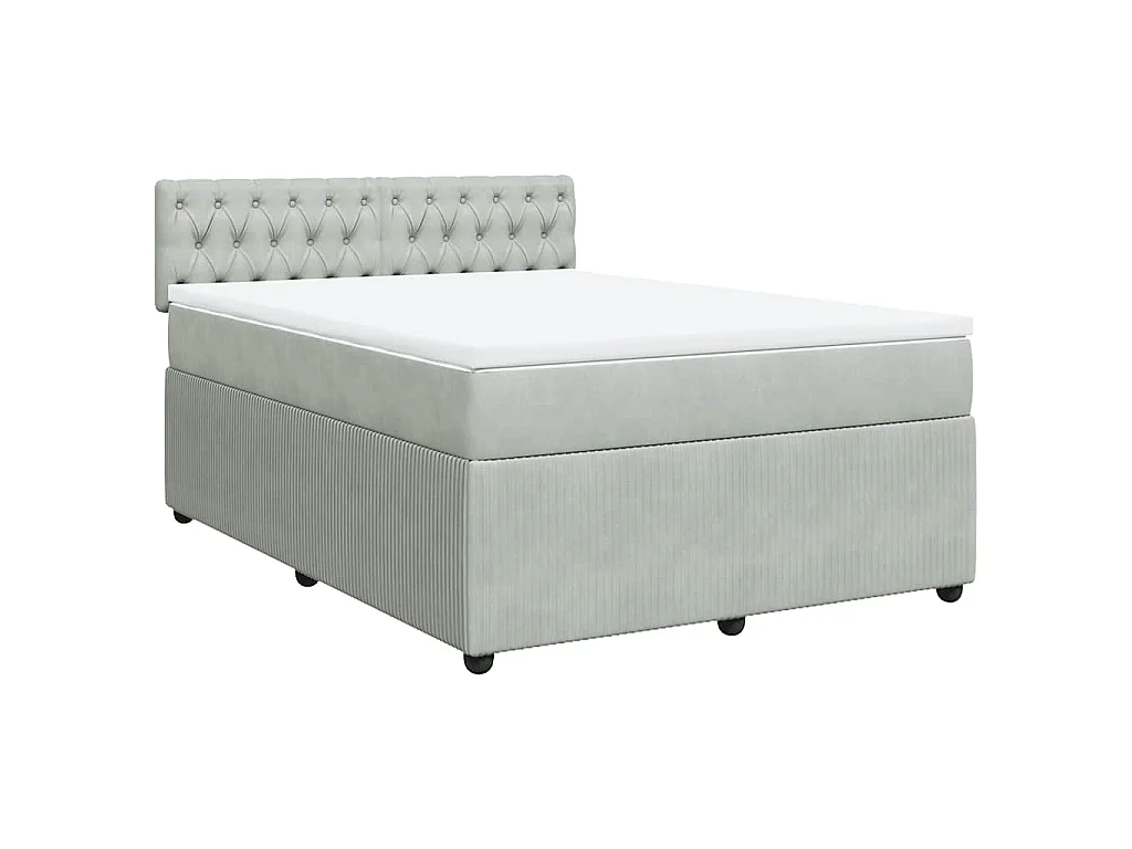 Boxspringbett mit Matratze Hellgrau 140x190 cm Samt