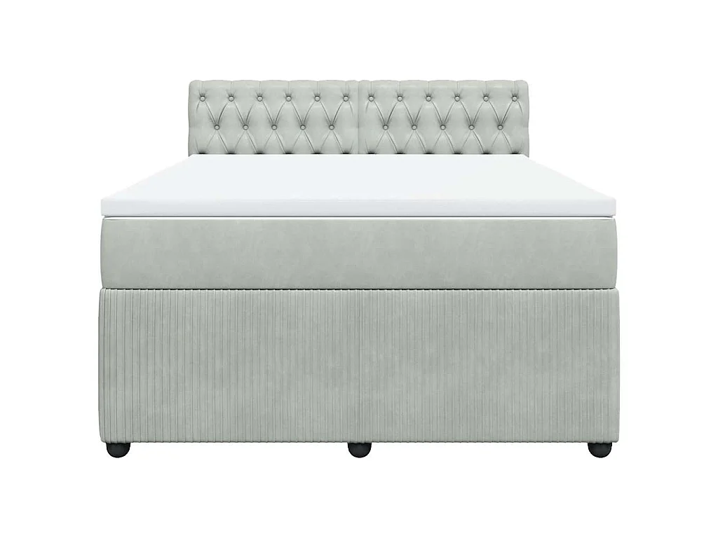 Boxspringbett mit Matratze Hellgrau 140x190 cm Samt