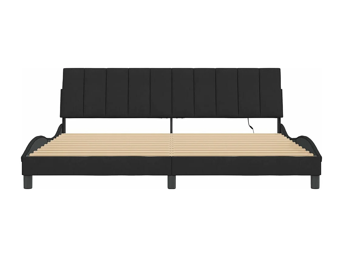 Cadre de lit avec LED sans matelas Hanko noir 200x200 cm velours