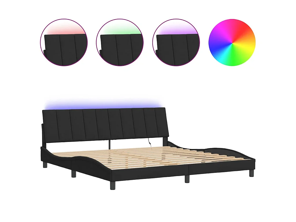 Giroletto con LED senza Materasso Hanko Nero 200x200 cm in Velluto