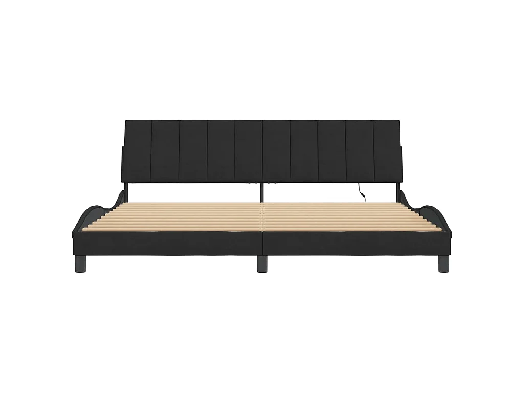 Giroletto con LED senza Materasso Hanko Nero 200x200 cm in Velluto