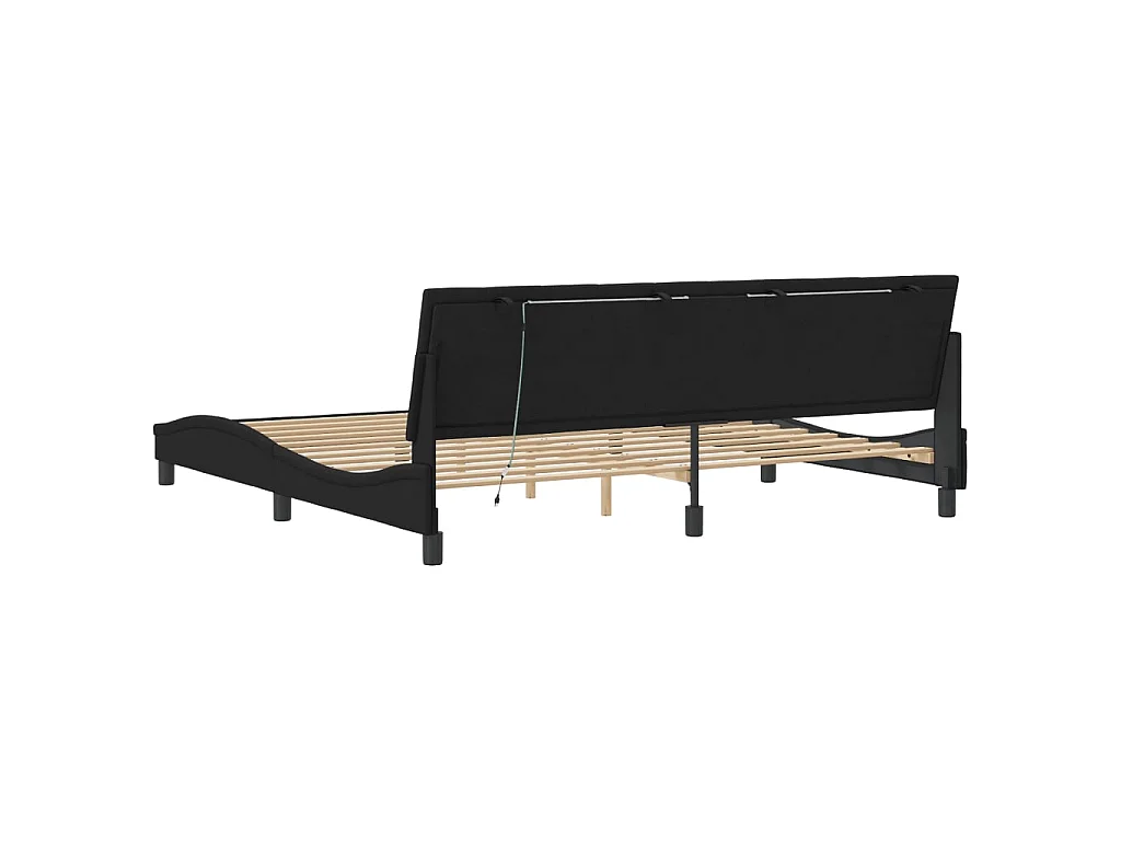 Giroletto con LED senza Materasso Hanko Nero 200x200 cm in Velluto
