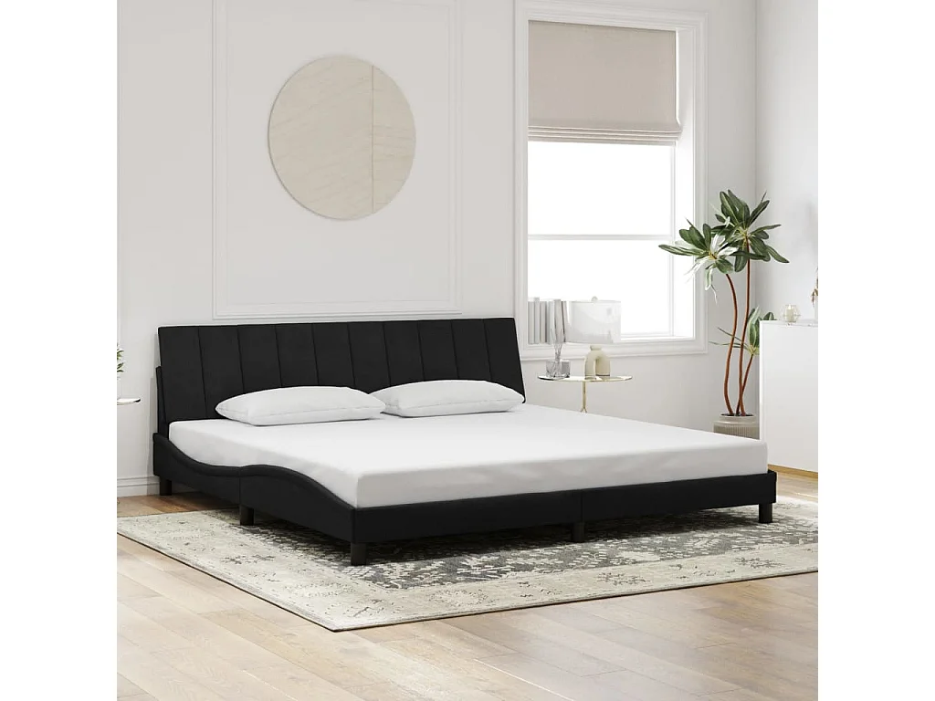 Cadre de lit avec LED sans matelas Hanko noir 200x200 cm velours