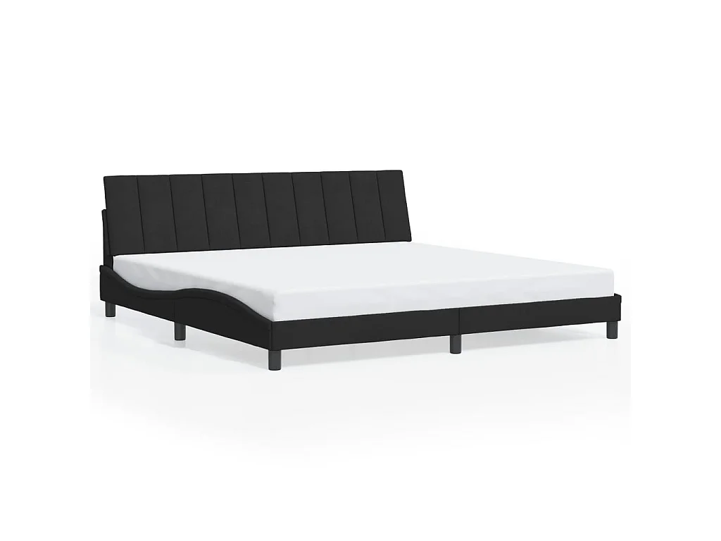 Cadre de lit avec LED sans matelas Hanko noir 200x200 cm velours
