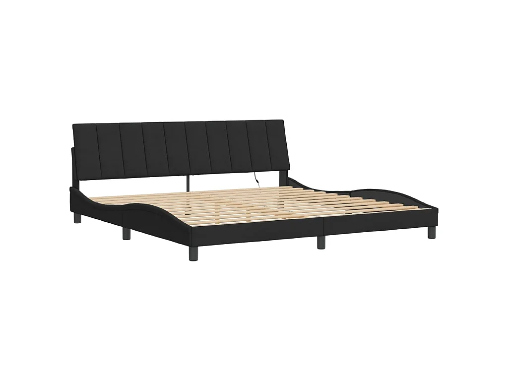 Bedframe met LED zonder matras "Hanko" fluweel zwart 200x200 cm