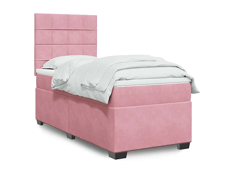 Boxspring met matras fluweel roze 90x190 cm