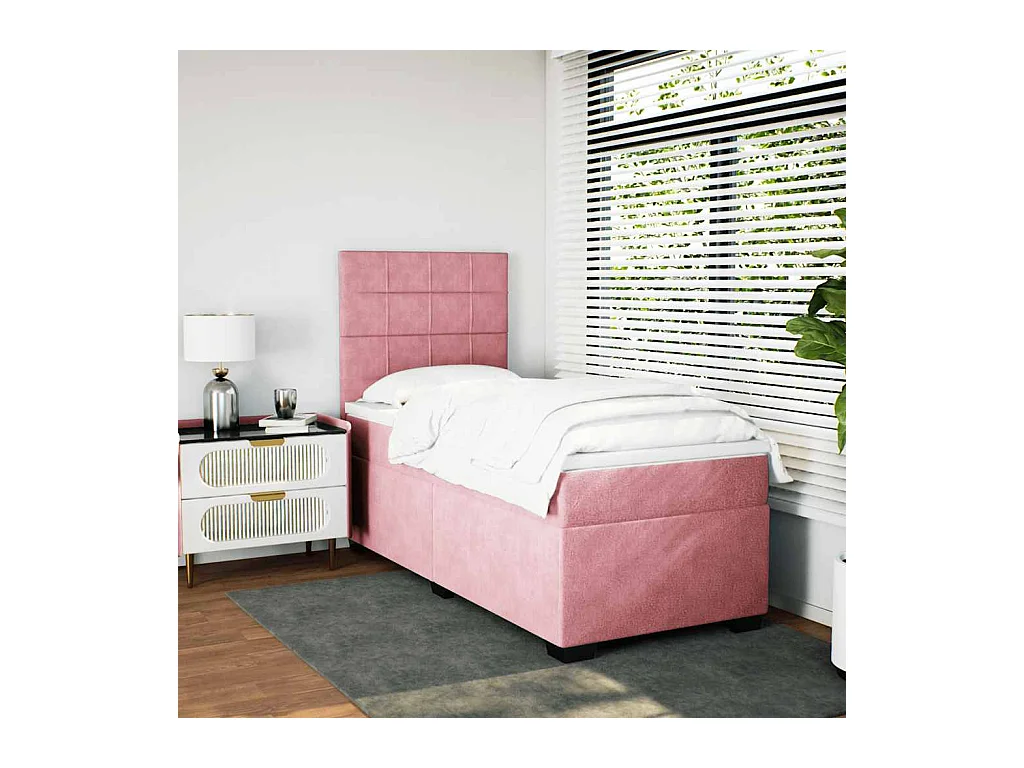 Sommier à lattes de lit avec matelas Rose 90x190 cm Velours