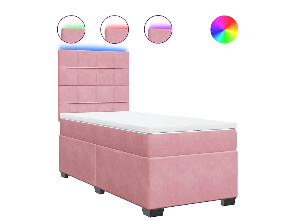 Boxspring met matras fluweel roze 90x190 cm