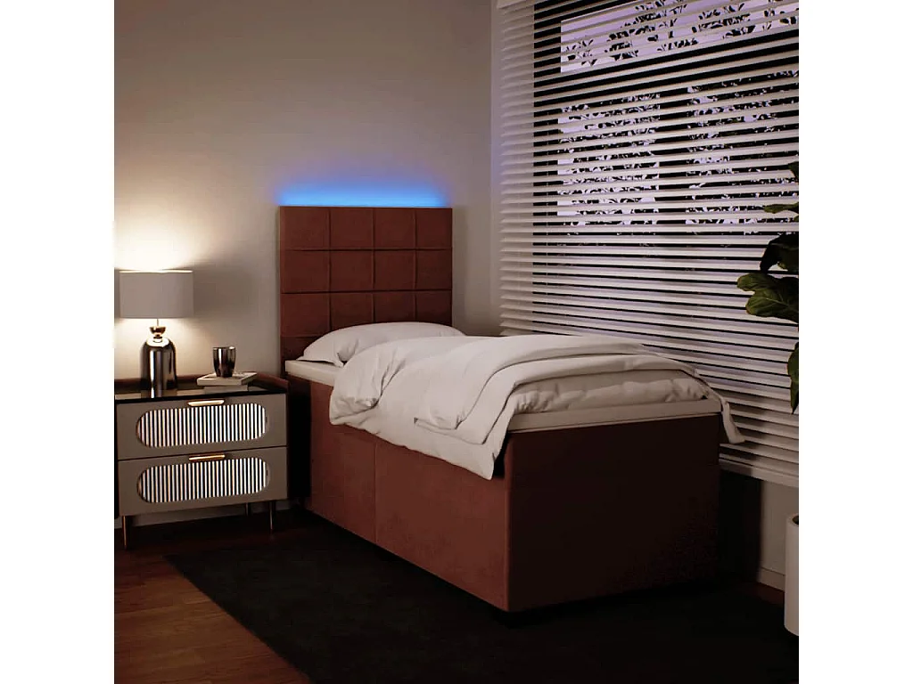 Boxspring met matras fluweel roze 90x190 cm
