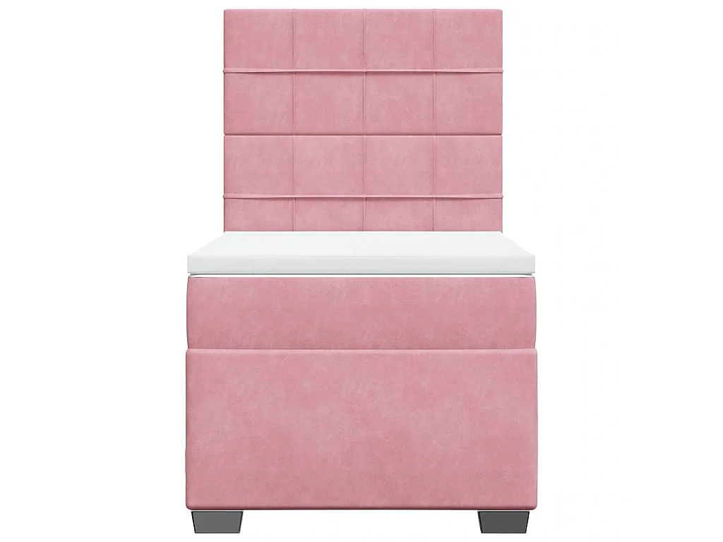 Boxspring met matras fluweel roze 90x190 cm
