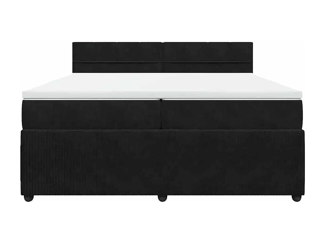 Cama box spring con colchón terciopelo negro 200x200 cm