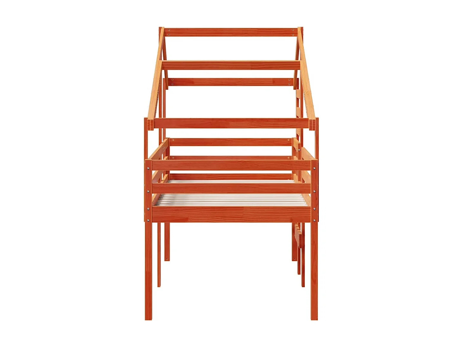 Hoogslaper met dak massief grenenhout wasbruin 75x190 cm