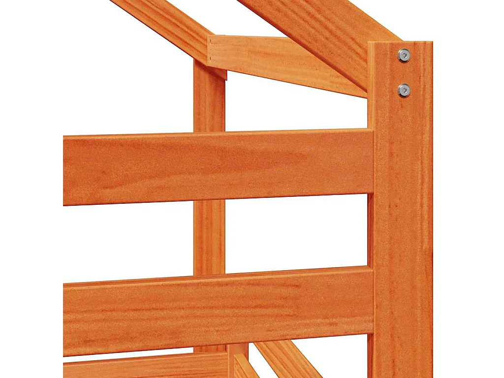Hoogslaper met dak massief grenenhout wasbruin 75x190 cm