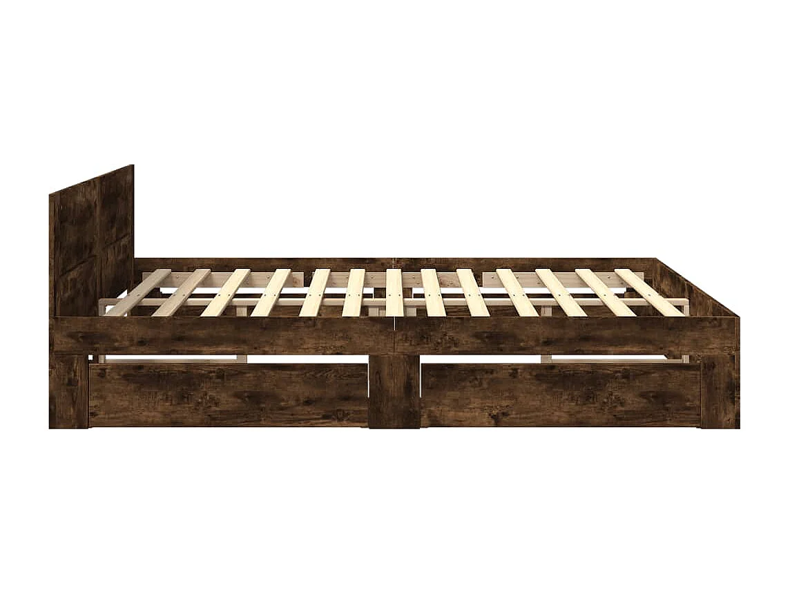 Cadre de lit avec tête de lit sans matelas chêne fumé 180x200cm