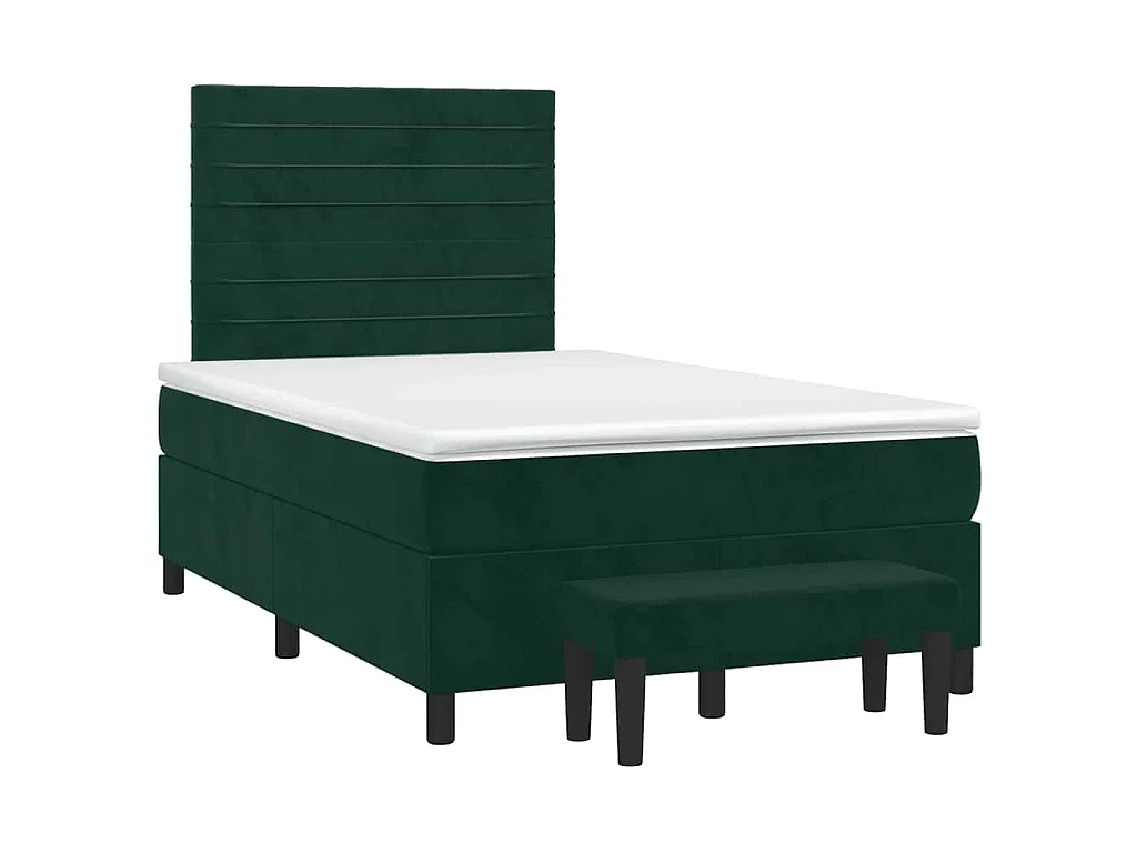 Boxspring met matras fluweel donkergroen 120x190 cm