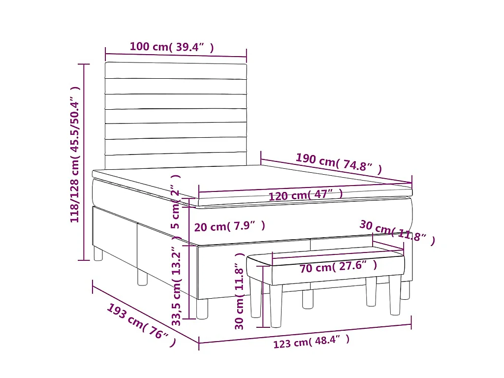 Boxspring met matras fluweel donkergroen 120x190 cm