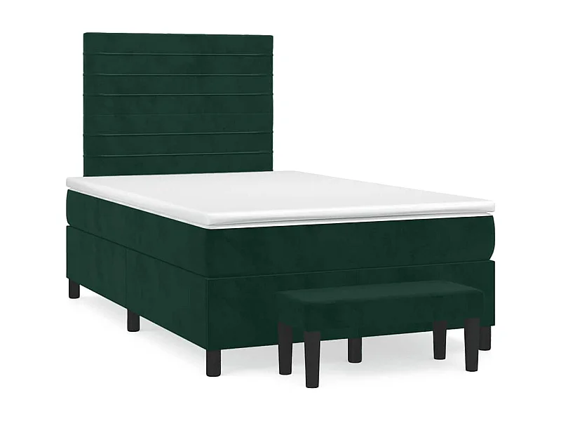 Cama boxspring com colchão 120x190 cm veludo verde-escuro