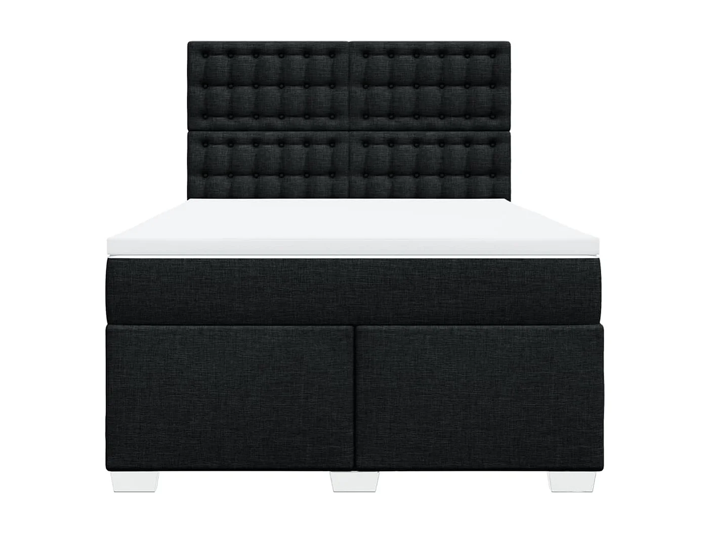 Cama box spring con colchón tela negro 140x200 cm