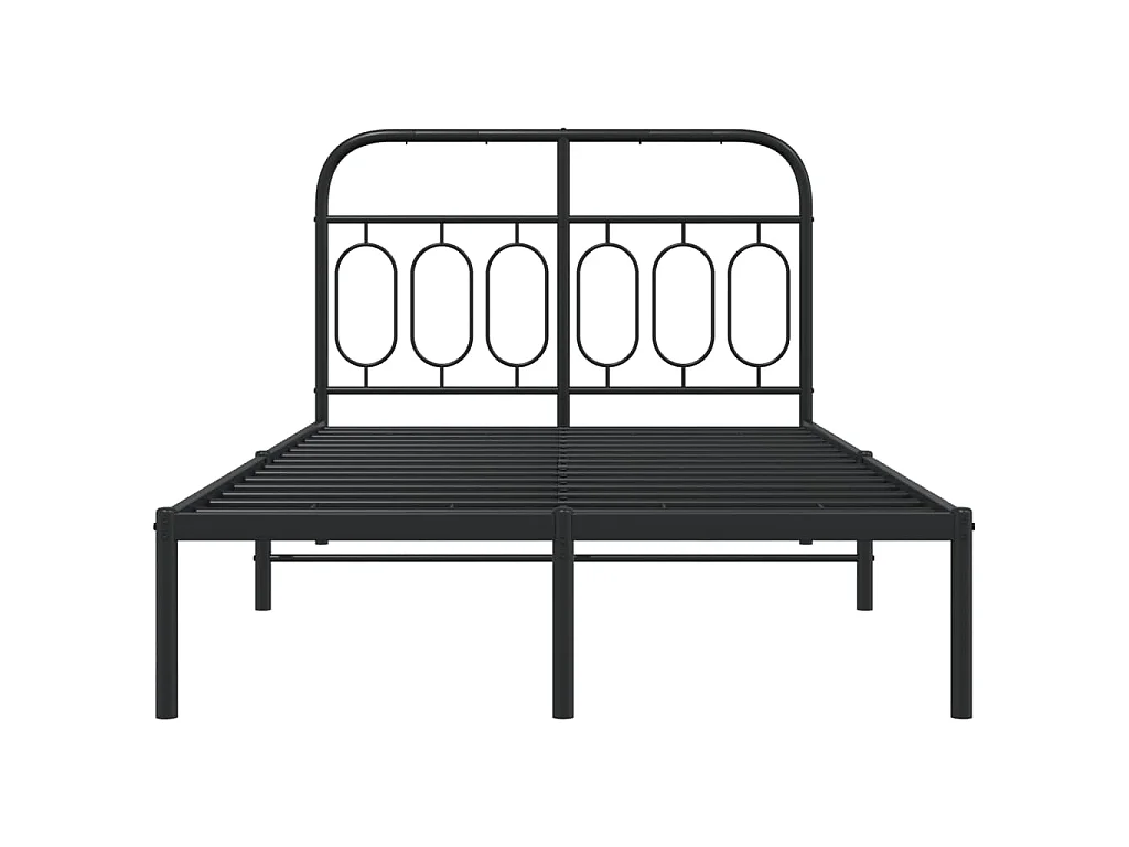Cadre de lit métal sans matelas avec tête de lit noir 120x190cm