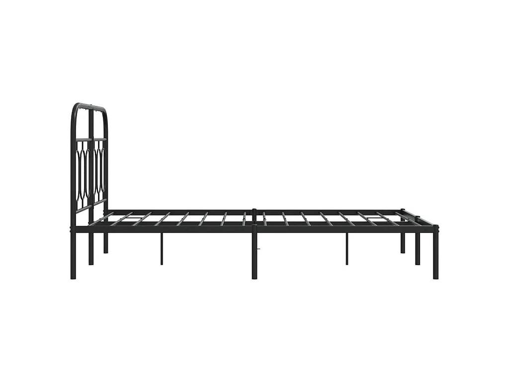 Cadre de lit métal sans matelas avec tête de lit noir 120x190cm