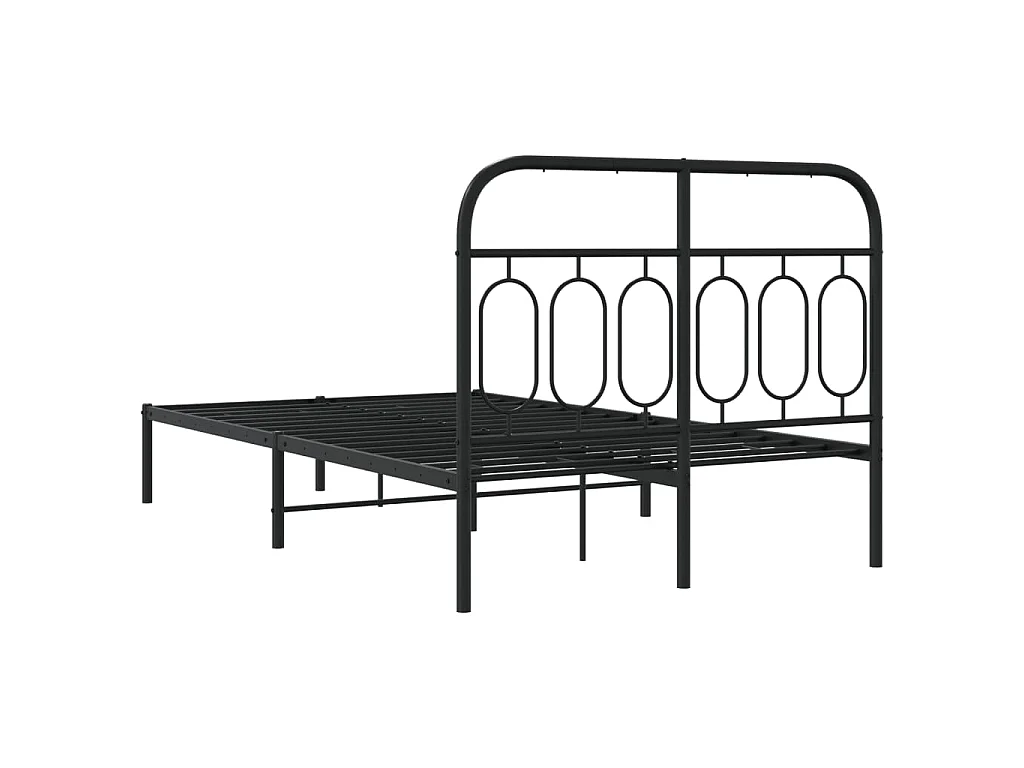 Cadre de lit métal sans matelas avec tête de lit noir 120x190cm