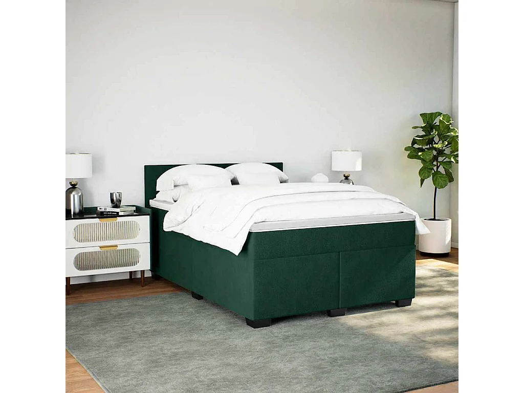 Boxspringbett mit Matratze Dunkelgrün 160x200 cm Samt